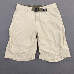 Outdoor Research Shorts Mens Small Beige Performance Nylon Hiking Belted Outdoor